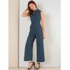 imageAllegra K Womens Wide Leg Jumpsuit 2026 Sleeveless Collared Tie Waist Coverall Button Down Cargo JumpsuitsNavy Blue