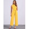imageAllegra K Womens Wide Leg Jumpsuit 2026 Sleeveless Collared Tie Waist Coverall Button Down Cargo JumpsuitsYellow