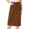 imageAllegra K Casual Denim Skirt for Womens High Waist Split Back Pockets Midi Jean SkirtsBrown