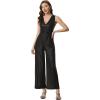 imageAllegra K Sequin Jumpsuit for Womens V Neck Glitter Sparkly Metallic Jumpsuit
