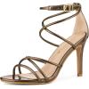 imageAllegra K Womens Open Toe Strappy Straps Stiletto Heel Brown Sandals 9 M US