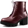 imageAllegra K Womens Platform Chunky Heel Combat BootsBurgundy