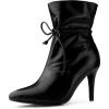 imageAllegra K Womens Pointed Toe Drawstring Pull on Stiletto Heel Ankle BootsBlack