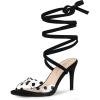 imageAllegra K Womens Polka Dots Clear Lace Up Stiletto Heels SandalsBlack