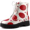 imageAllegra K Womens Polka Dots Platform Zipper Lace Up Combat Disco BootsSilver Red