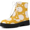 imageAllegra K Womens Polka Dots Platform Zipper Lace Up Combat Disco BootsYellow White