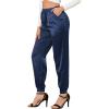 imageAllegra K Womens Satin Pants Drawstring Elastic Waist Straight Leg Ankle Length Dressy Joggers with PocketsRoyal Blue