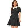 imageAllegra K Womens Vintage Peter Pan Collar Lace Up Button Down A Line DressBlack