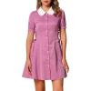 imageAllegra K Womens Vintage Peter Pan Collar Lace Up Button Down A Line DressPurple