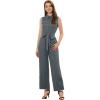 imageAllegra K Womens Wide Leg Jumpsuit 2026 Sleeveless Collared Tie Waist Coverall Button Down Cargo JumpsuitsGrey