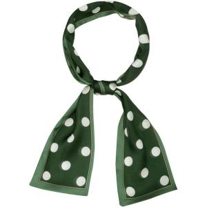 imageAllegra K 50s Ribbon Skinny Scarf Lovely Polka Dots Pattern for Bags Hair Band Neck WrapsDark Green Big Dot
