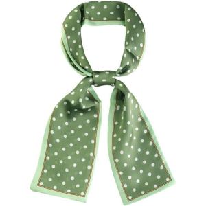 imageAllegra K 50s Ribbon Skinny Scarf Lovely Polka Dots Pattern for Bags Hair Band Neck WrapsGreen Small Dot