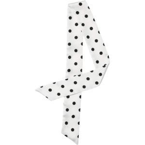 imageAllegra K 50s Skinny Silky Scarf Polka Dots Waistband Long Narrow Neckscarf Bag Handle AccessoryWhite Medium Dot