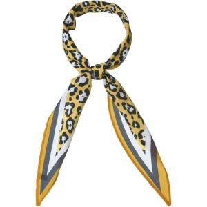 imageAllegra K Leopard Print Rhombus Neck Scarf Scarves Wraps Neckerchief for WomenYellow White