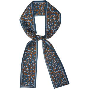 imageAllegra K Leopard Ribbon Long Narrow Skinny Scarf for Women Hairband Waistband Belt Bag Handle AccessoryOrange