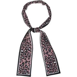 imageAllegra K Leopard Ribbon Long Narrow Skinny Scarf for Women Hairband Waistband Belt Bag Handle AccessoryPink