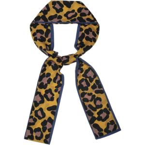 imageAllegra K Leopard Ribbon Long Narrow Skinny Scarf for Women Hairband Waistband Belt Bag Handle AccessoryYellow
