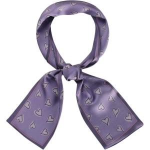 imageAllegra K Silky Skinny Scarves Ribbon Heart Print Long Hairband Handbag WrapPurple