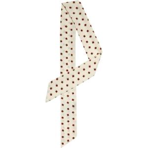 imageAllegra K Women Polka Dots Stripe Heart Print Skinny Scarf Sharp Neck Scarves DoubleSided NeckerchiefBeige