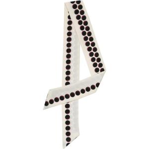 imageAllegra K Women Polka Dots Stripe Heart Print Skinny Scarf Sharp Neck Scarves DoubleSided NeckerchiefWhite