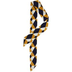 imageAllegra K Women Polka Dots Stripe Heart Print Skinny Scarf Sharp Neck Scarves DoubleSided NeckerchiefYellow