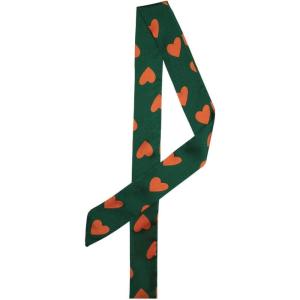 imageAllegra K Women Skinny Ribbon Neckerchief Heart Pattern Narrow Hair Wrist Scarf Headband Handbag Handle WrapGreen Heart