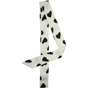 imageAllegra K Women Skinny Ribbon Neckerchief Heart Pattern Narrow Hair Wrist Scarf Headband Handbag Handle WrapWhite Heart