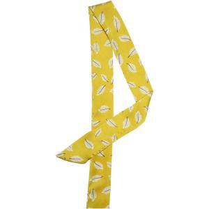 imageAllegra K Women Skinny Ribbon Neckerchief Heart Pattern Narrow Hair Wrist Scarf Headband Handbag Handle WrapYellow Leaf