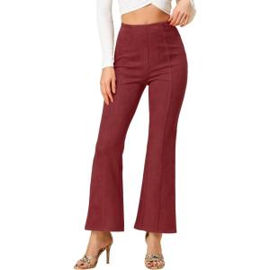 imageAllegra K Womens Faux Suede Pants Business Casual Wide Legs Bell Bottom Flared TrousersBurgundy