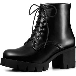imageAllegra K Womens Platform Chunky Heel Combat BootsBlack
