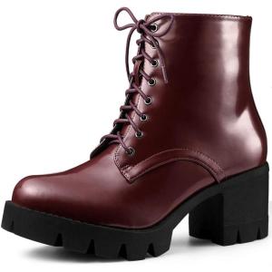 imageAllegra K Womens Platform Chunky Heel Combat BootsBurgundy