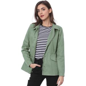 imageAllegra K Womens Utility Jacket Zip Up Drawstring Waist Snap Buttons Lightweight Anorak Jackets with PocketsLight Green