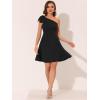 imageAllegra K Evening Cocktail Dress for Womens Valentines Day Elegant Flared One Shoulder Formal DressesBlack