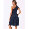 imageAllegra K Evening Cocktail Dress for Womens Valentines Day Elegant Flared One Shoulder Formal DressesDark Blue