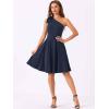 imageAllegra K Evening Cocktail Dress for Womens Valentines Day Elegant Flared One Shoulder Formal DressesDark Blue
