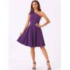 imageAllegra K Evening Cocktail Dress for Womens Valentines Day Elegant Flared One Shoulder Formal DressesDark Purple