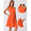 imageAllegra K Evening Cocktail Dress for Womens Valentines Day Elegant Flared One Shoulder Formal DressesOrange