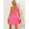 imageAllegra K Evening Cocktail Dress for Womens Valentines Day Elegant Flared One Shoulder Formal DressesShiny Pink