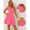 imageAllegra K Evening Cocktail Dress for Womens Valentines Day Elegant Flared One Shoulder Formal DressesShiny Pink