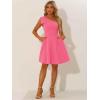 imageAllegra K Evening Cocktail Dress for Womens Valentines Day Elegant Flared One Shoulder Formal DressesShiny Pink