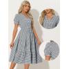 imageAllegra K Gingham Dress for Women 2026 Summer Short Sleeve Ruffle Trim V Neck Button Decor Flowy Midi DressesBlack