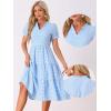 imageAllegra K Gingham Dress for Women 2026 Summer Short Sleeve Ruffle Trim V Neck Button Decor Flowy Midi DressesBlue