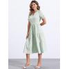 imageAllegra K Gingham Dress for Women 2026 Summer Short Sleeve Ruffle Trim V Neck Button Decor Flowy Midi DressesGreen