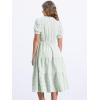 imageAllegra K Gingham Dress for Women 2026 Summer Short Sleeve Ruffle Trim V Neck Button Decor Flowy Midi DressesGreen