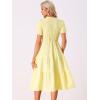 imageAllegra K Gingham Dress for Women 2026 Summer Short Sleeve Ruffle Trim V Neck Button Decor Flowy Midi DressesYellow