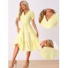 imageAllegra K Gingham Dress for Women 2026 Summer Short Sleeve Ruffle Trim V Neck Button Decor Flowy Midi DressesYellow