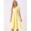 imageAllegra K Gingham Dress for Women 2026 Summer Short Sleeve Ruffle Trim V Neck Button Decor Flowy Midi DressesYellow