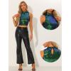 imageAllegra K Metallic Crop Top for Womens Sleeveless Halloween Sparkly Sequin TopsGreen Blue