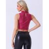 imageAllegra K Metallic Crop Top for Womens Sleeveless Halloween Sparkly Sequin TopsHot Pink