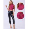 imageAllegra K Metallic Crop Top for Womens Sleeveless Halloween Sparkly Sequin TopsHot Pink